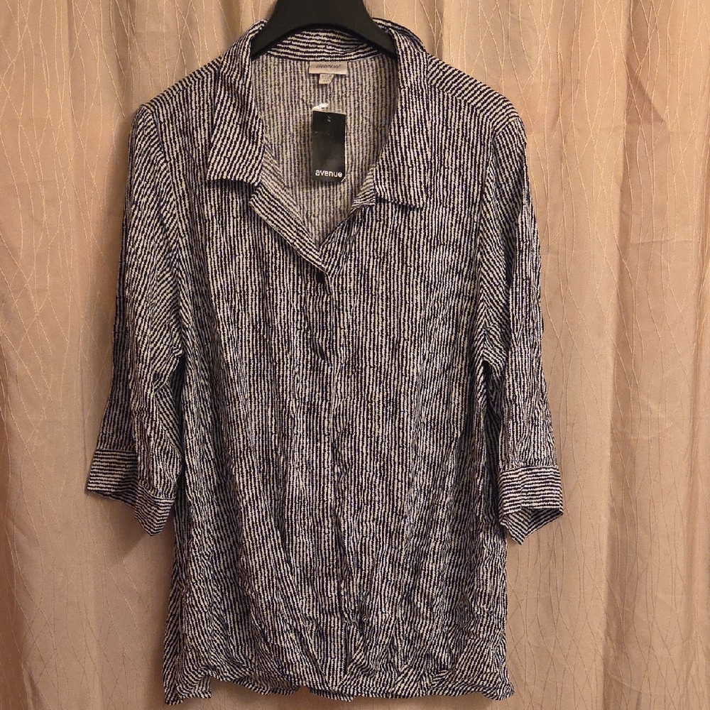 Avenue Top Nautical Popover Black and‎ White Striped Shirt